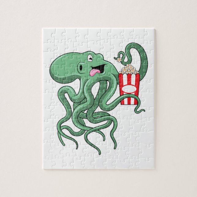 Puzzle Poulpe avec du pop-corn (Vertical)