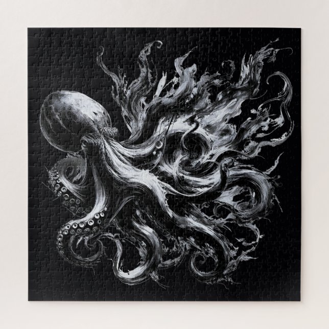 Puzzle Poulpe Kraken Fluide Encre Abstraite (Vertical)