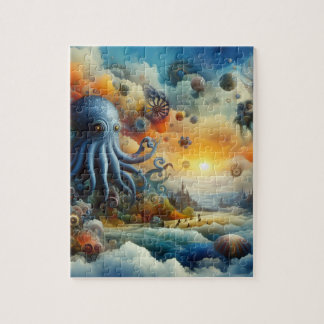 Puzzle Poulpe surréaliste et scène sous-marine  