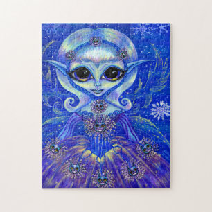 Puzzle Poupée de fée magique hivernale avec chats et floc