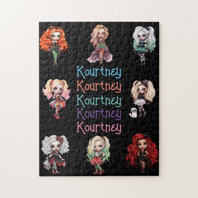 Puzzle Poupée Éffrayante Halloween Thème avec nom (Vertical)