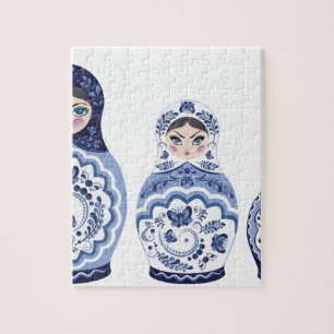 Puzzle Poupées bleues de Matryoshka