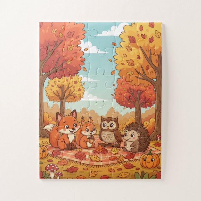 Puzzle pour enfants de pique-nique en forêt (Vertical)