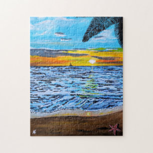 Puzzle Poursuite du coucher de soleil Peinture d'Alfred F