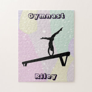 Puzzle Poutre de gymnaste pastel personnalisée silhouette