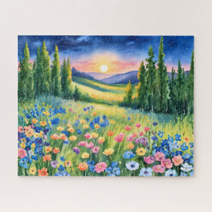 Puzzle Prairie de fleurs sauvages étoilée à l'aube