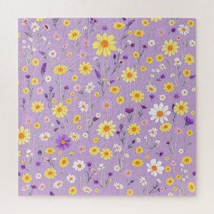 Puzzle Prairie de fleurs sauvages jaune lavande Cottageco