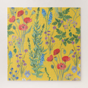 Puzzle Pré fleur sauvage : Aquarelle Peinture sans joint.