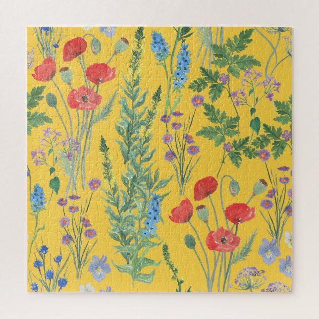 Puzzle Pré fleur sauvage : Aquarelle Peinture sans joint. (Vertical)