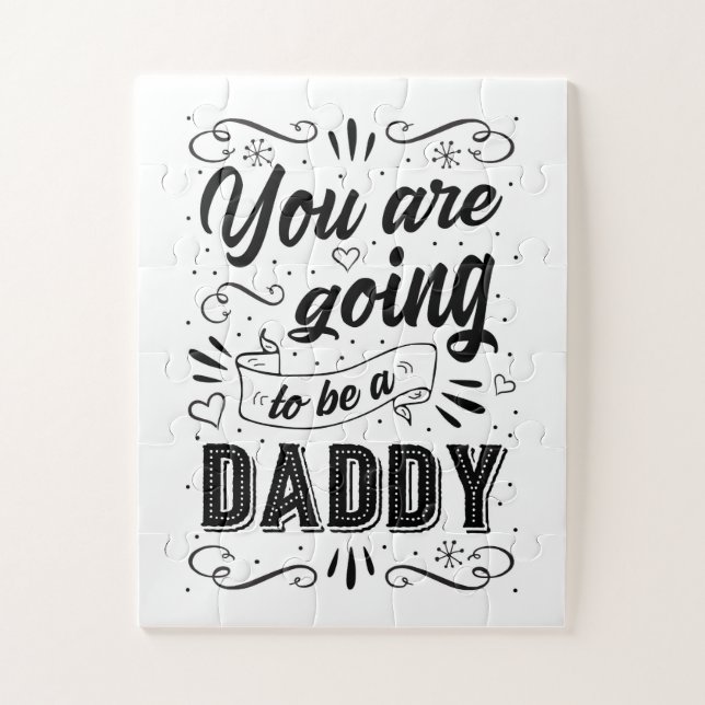 Puzzle Pregnancy Announcement to Husband Black and White (Vertical)