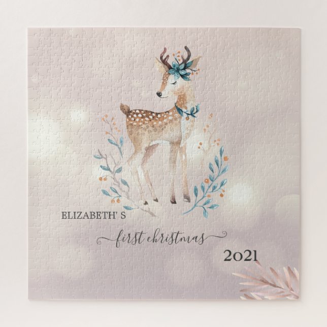 Puzzle Premier Noël, Joyeux Cerf des Fêtes (Vertical)