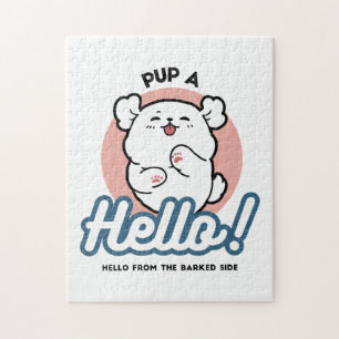 Puzzle Prends un bonjour ! - Joyeux dessin de chien blanc