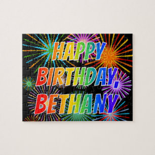 Puzzle Prénom "BETHANY", Amusant "HEUREUX ANNIVERSAIRE"