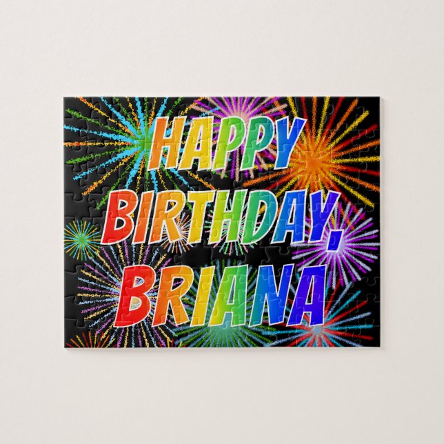 Puzzle Prénom "BRIANA", Amusant "HEUREUX ANNIVERSAIRE" (Horizontal)