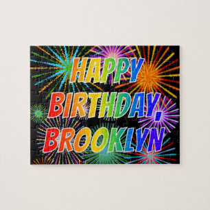 Puzzle Prénom "BROOKLYN", Amusant "HEUREUX ANNIVERSAIRE"
