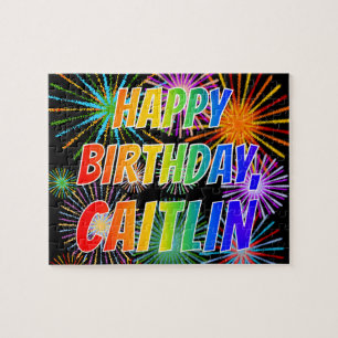 Puzzle Prénom "CAITLIN", Amusant "HEUREUX ANNIVERSAIRE"