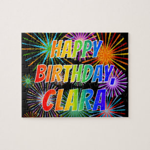 Puzzle Prénom "CLARA", Amusant "HEUREUX ANNIVERSAIRE"
