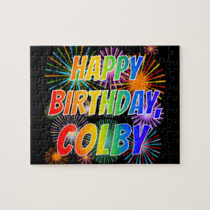 Puzzle Prénom "COLBY", Amusant "HEUREUX ANNIVERSAIRE"