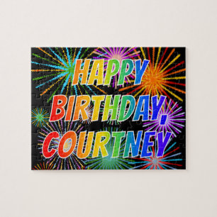 Puzzle Prénom "COURTNEY", Amusant "HEUREUX ANNIVERSAIRE"
