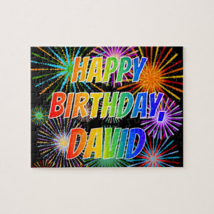 Puzzle Prénom "DAVID", Amusant "HEUREUX ANNIVERSAIRE"