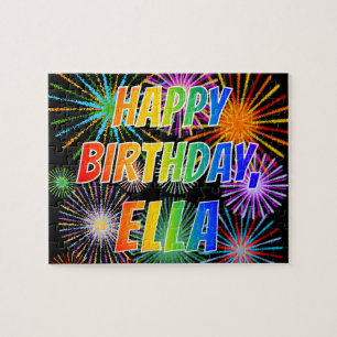 Puzzle Prénom "ELLA", Amusant "HEUREUX ANNIVERSAIRE"