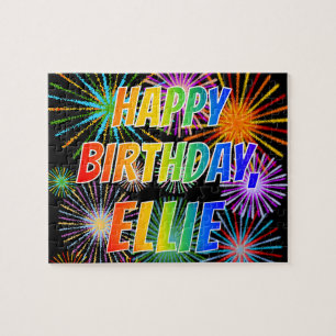 Puzzle Prénom "ELLIE", Fun "HEUREUX ANNIVERSAIRE"