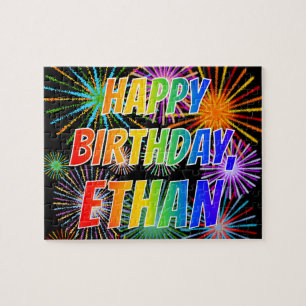 Puzzle Prénom "ETHAN", Amusant "HEUREUX ANNIVERSAIRE"