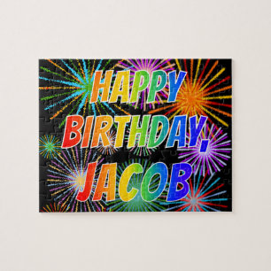 Puzzle Prénom "JACOB", Amusant "HEUREUX ANNIVERSAIRE"