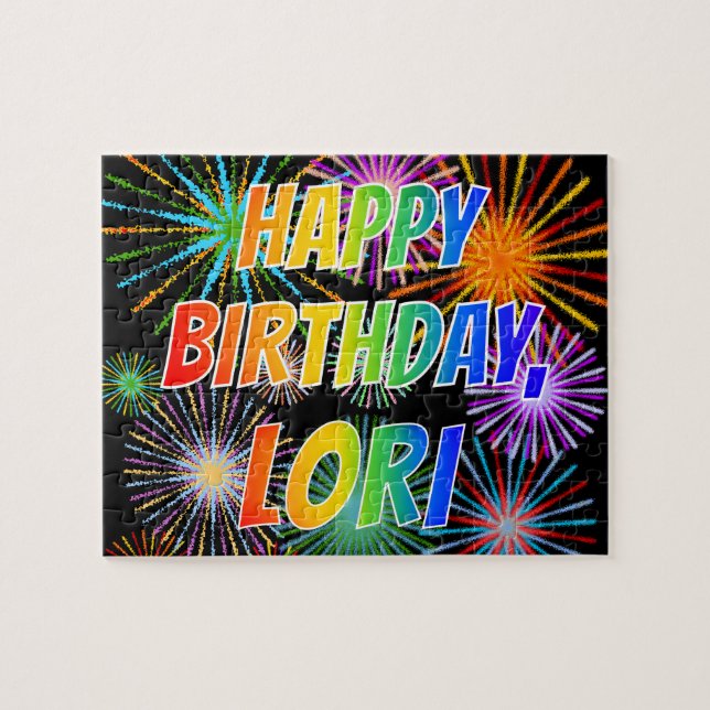 Puzzle Prénom "LORI", Amusant "HEUREUX ANNIVERSAIRE" (Horizontal)