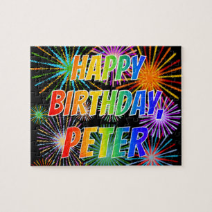 Puzzle Prénom "PETER", Amusant "HEUREUX ANNIVERSAIRE"