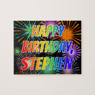 Puzzle Prénom "STEPHEN", Amusant "HEUREUX ANNIVERSAIRE"