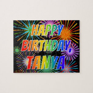 Puzzle Prénom "TANYA", Amusant "HEUREUX ANNIVERSAIRE"