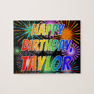 Puzzle Prénom "TAYLOR", Amusant "HEUREUX ANNIVERSAIRE"
