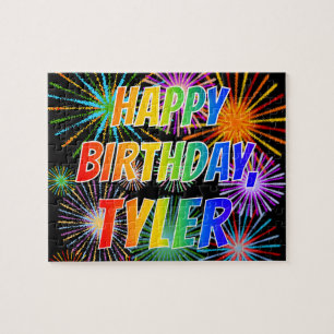 Puzzle Prénom "TYLER", Amusant "HEUREUX ANNIVERSAIRE"