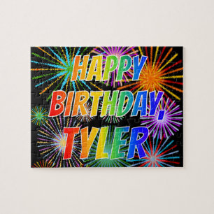Puzzle Prénom "TYLER", Fun "HEUREUX ANNIVERSAIRE"