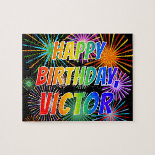Puzzle Prénom "VICTOR", Amusant "HEUREUX ANNIVERSAIRE"