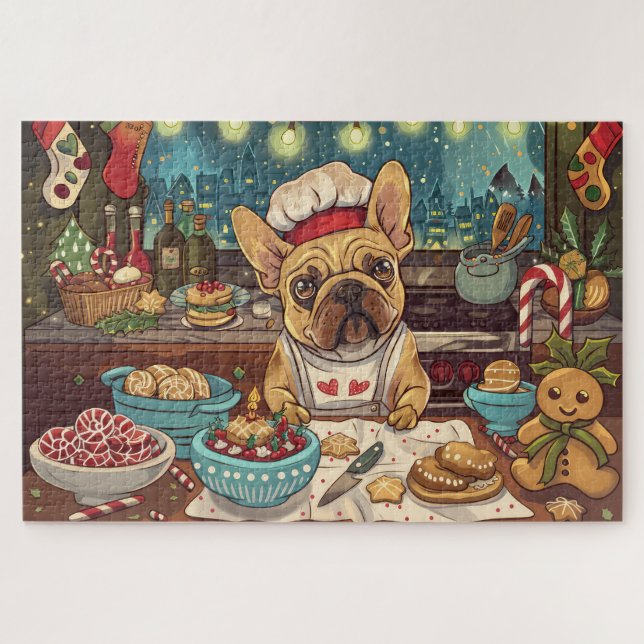 Puzzle Préparations de fêtes de Noël de Bouledogue França (Horizontal)