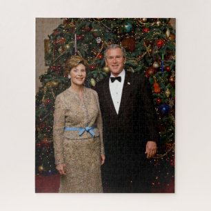 Puzzle Président George Bush, Laura Christmas Maison Blan