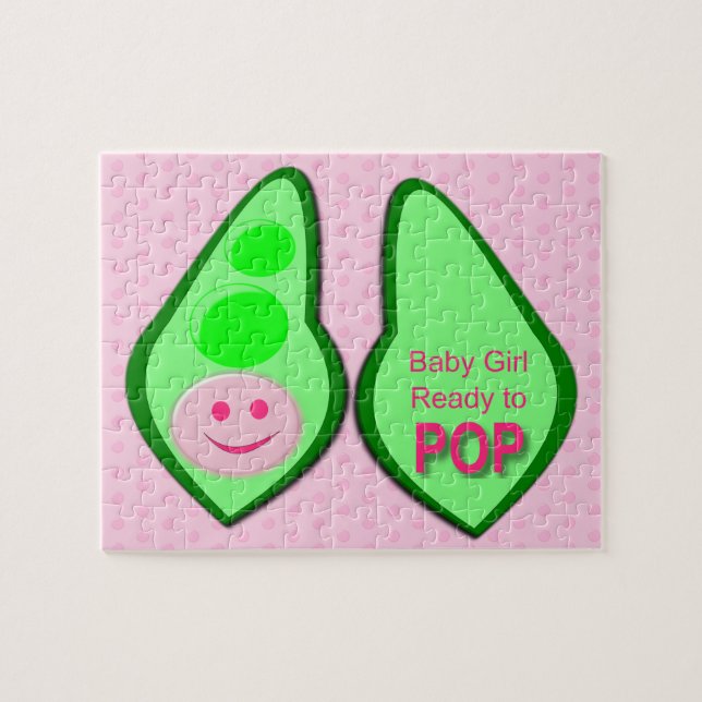 Puzzle Prêt pour la pop bébé fille pois rose (Horizontal)