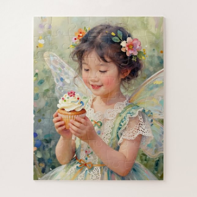Puzzle Pretty Little Fairy Girl holding a Cupcake (Vertical)
