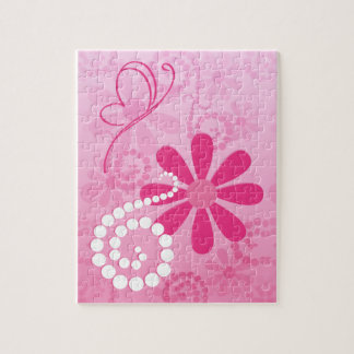 Puzzle Pretty Pink Flowers Cute Retro Daisy Pattern