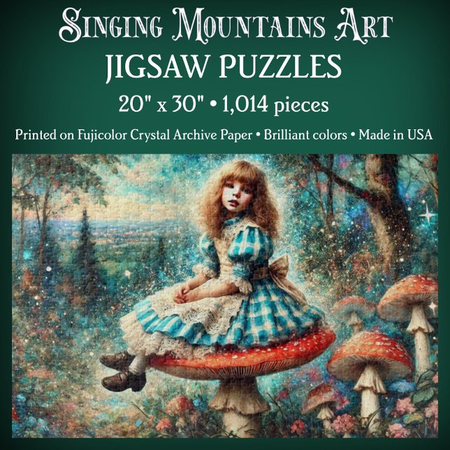 Puzzle Pretty Watercolor Wonderland Alice On Mushroom (Créateur téléchargé)