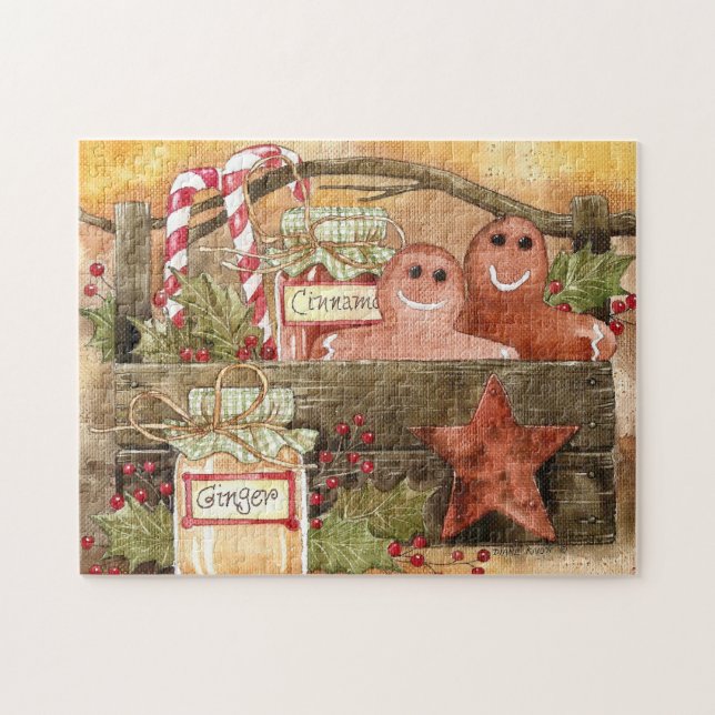 Puzzle primitif de panier de pain d'épice et de (Horizontal)