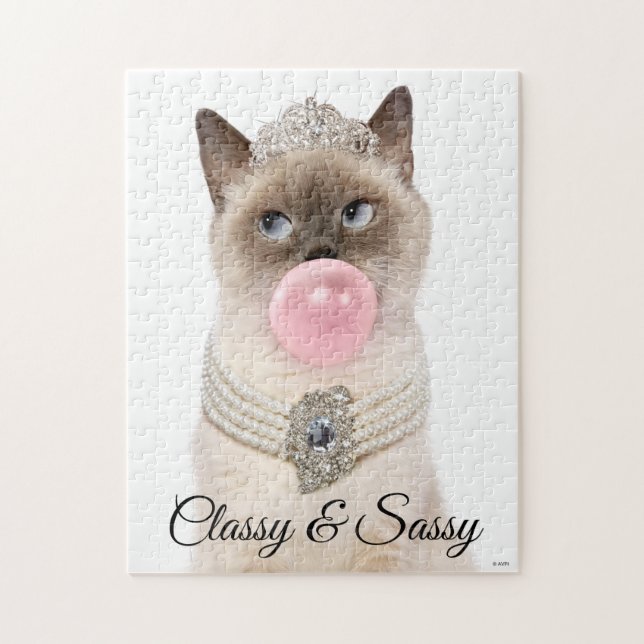 Puzzle Princesse Chat soufflant de bulle gomme (Vertical)