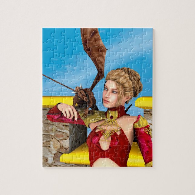 Puzzle Princesse Dragon Fantastique Art Numérique (Vertical)