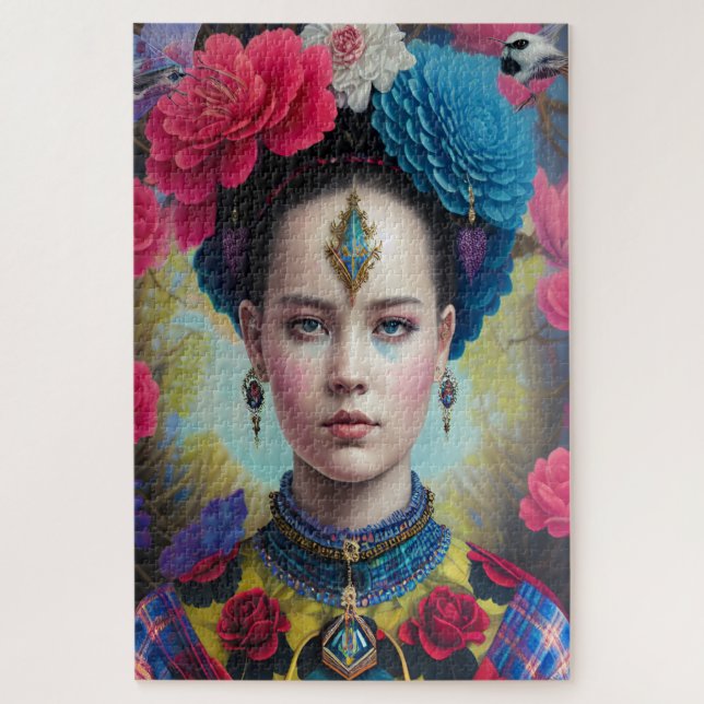 Puzzle princesse élégante avec tenue écossaise (Vertical)