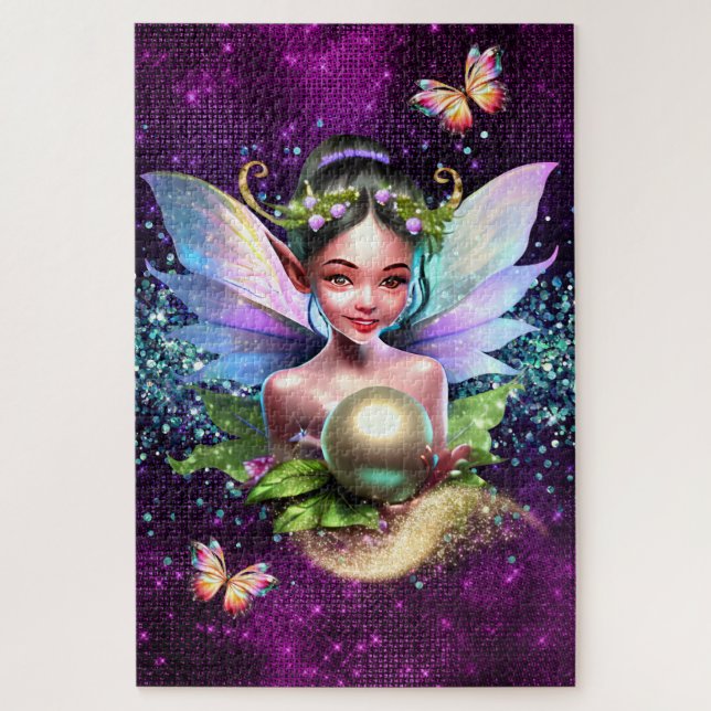Puzzle Princesse fée thème d'anniversaire de filles encha (Vertical)