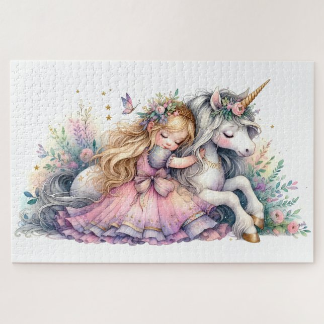 Puzzle Princesse Licorne Pastel Conte de Fée Fantastique (Horizontal)