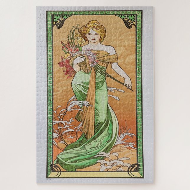 Puzzle Printemps 1900 : Un art nouveau de Mucha (Vertical)