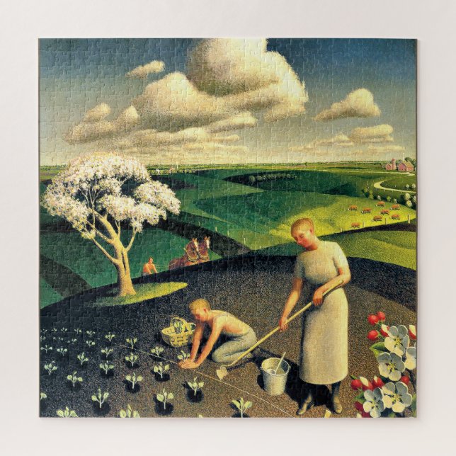 Puzzle Printemps dans le pays par Grant Wood (Vertical)